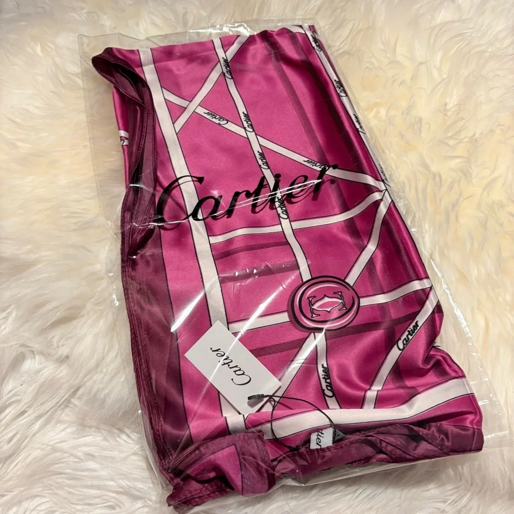 Cartier Silky Scarf 35x35 Purple Monogram Luxury Square Scarf ‼️LAST one